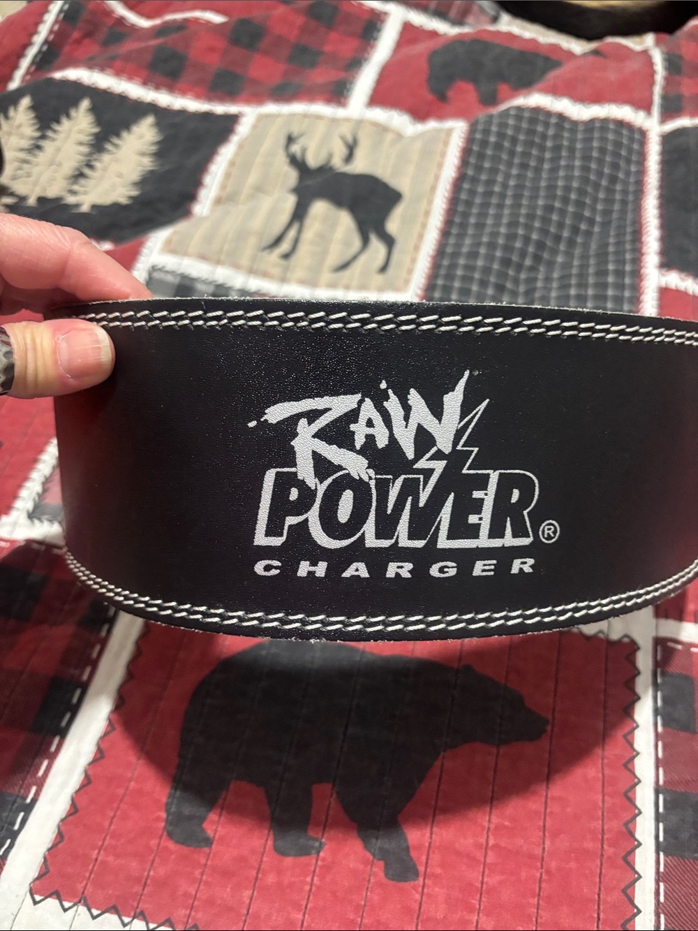 Charger Black Leather Weightlifting Belt -
